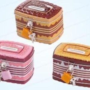 Ceramic Cake Piggy Bank Set - Lockable Money Saving Box, KidzoSmile