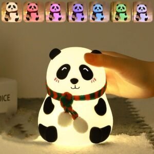 Cute Panda Night Lamp with Scarf and Warm LED Glow, KidzoSmile