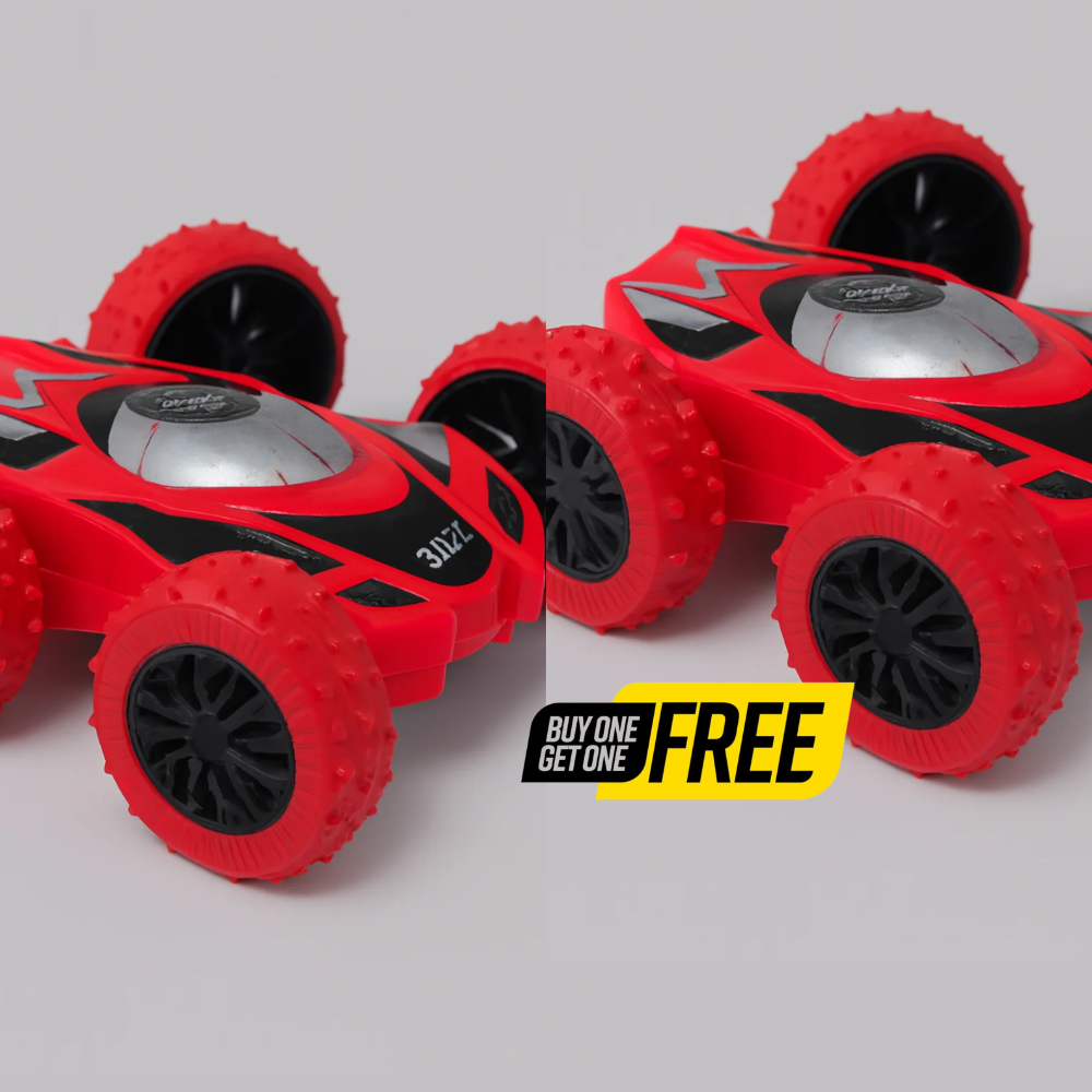 Buy 1 Get 1 Free Red 360 Degree Stunt Racing Car Toy – Double Side Flip Action Vehicle