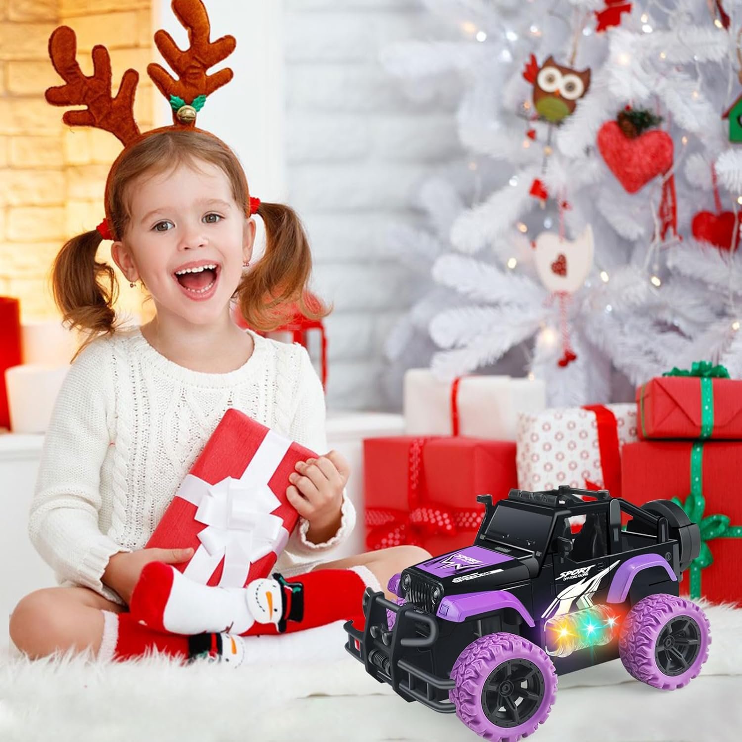 All-Terrain Purple Thunder RC Monster Jeep - Image 6