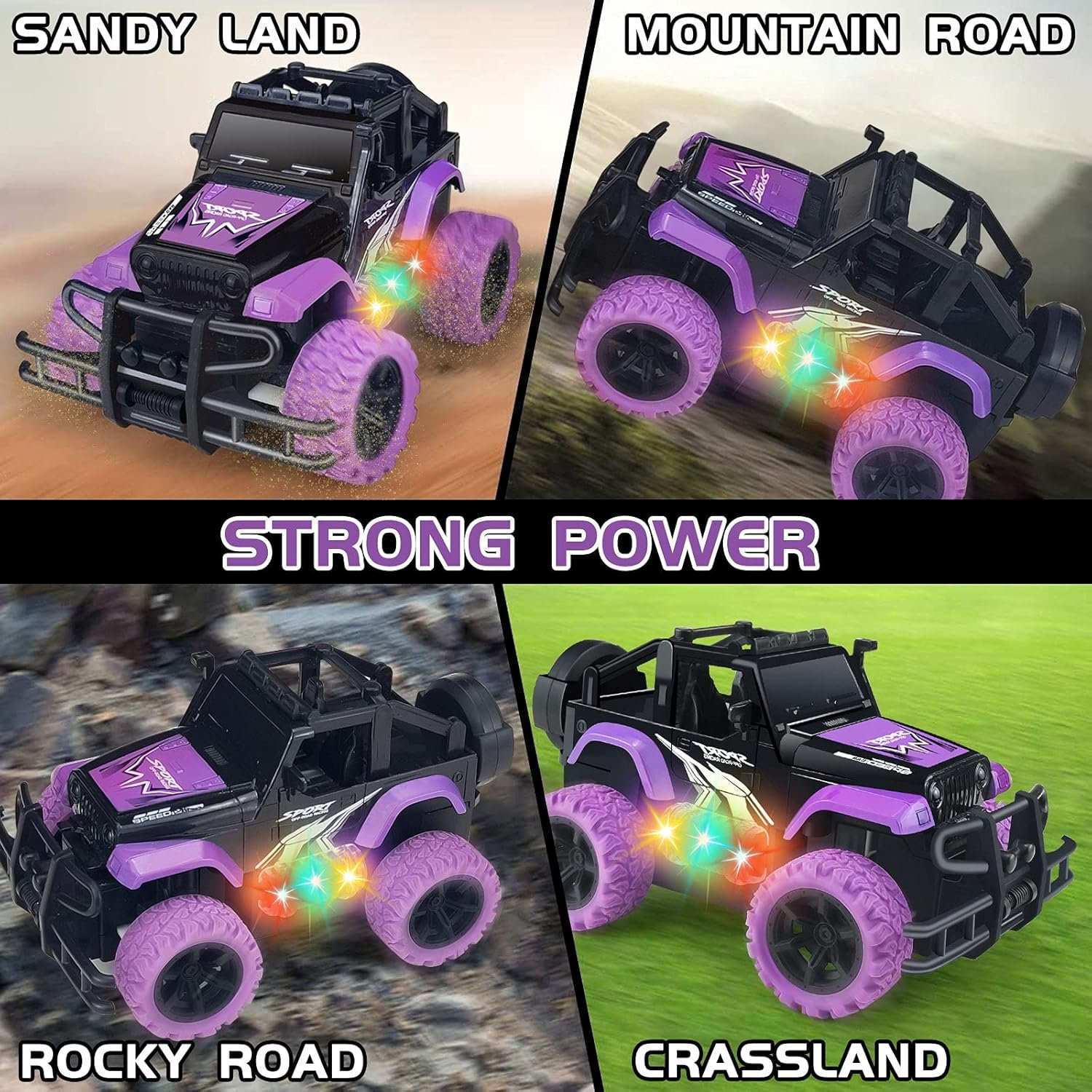 All-Terrain Purple Thunder RC Monster Jeep - Image 4