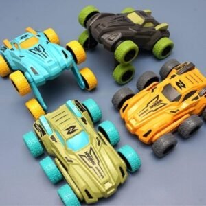 Green 360-degree swing arm RC stunt car for kids by KidzoSmile.