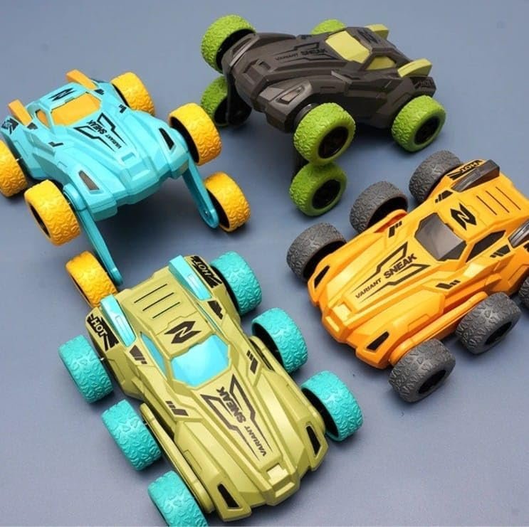 Green 360-degree swing arm RC stunt car for kids by KidzoSmile.