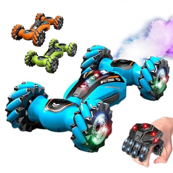 360 rotating stunt RC car for kids with LED wheels and climbing racing mode