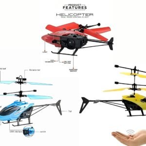 Red yellow and blue induction RC helicopters for kids by KidzoSmile.