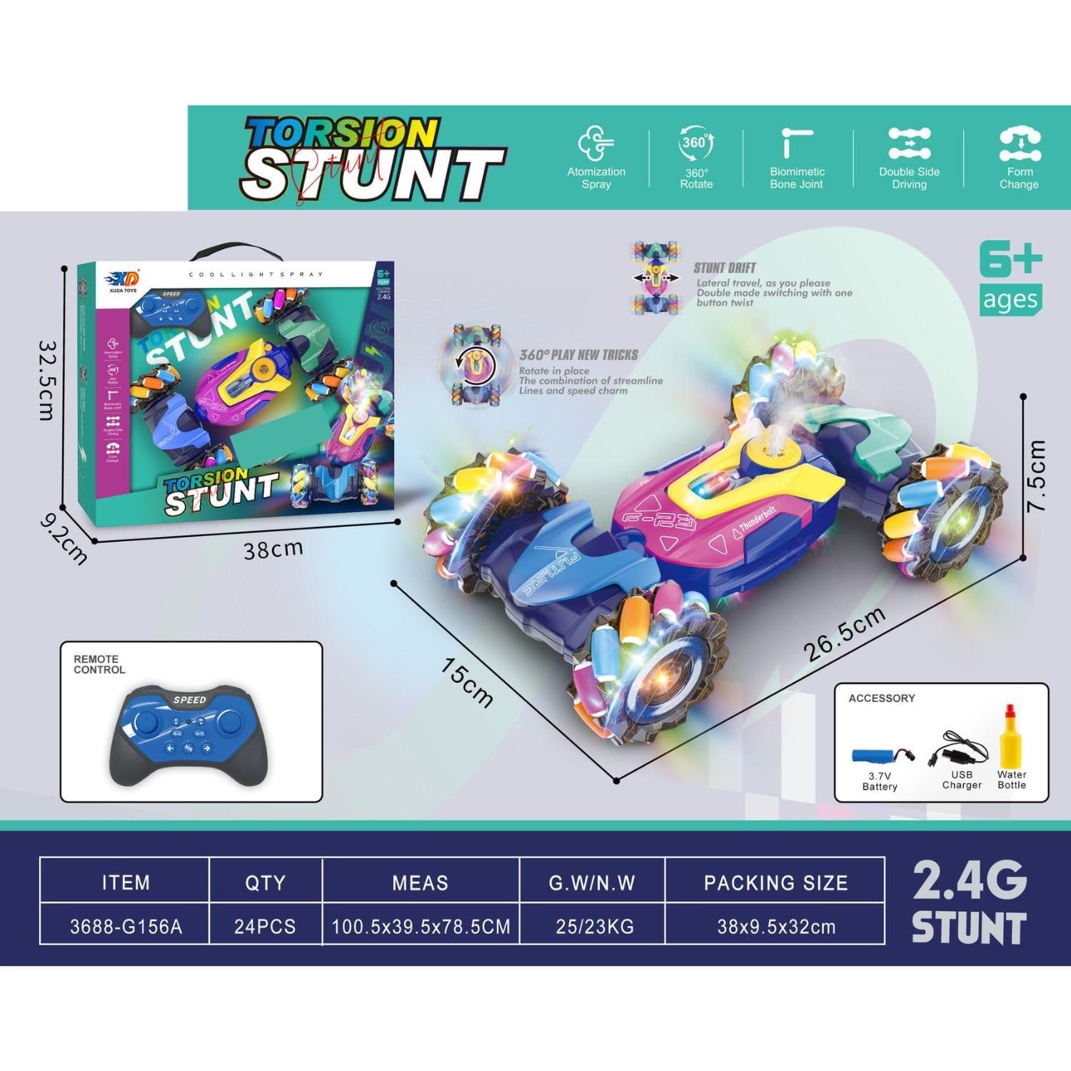 KidzoSmile 4WD Gesture Sensing RC Stunt Car – Mecanum Wheel Drifter - Image 8