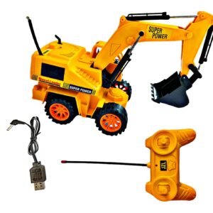 Yellow remote control excavator construction toy for kids by KidzoSmile.