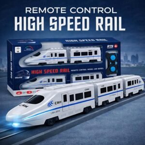 White high-speed remote control bullet train set by KidzoSmile.