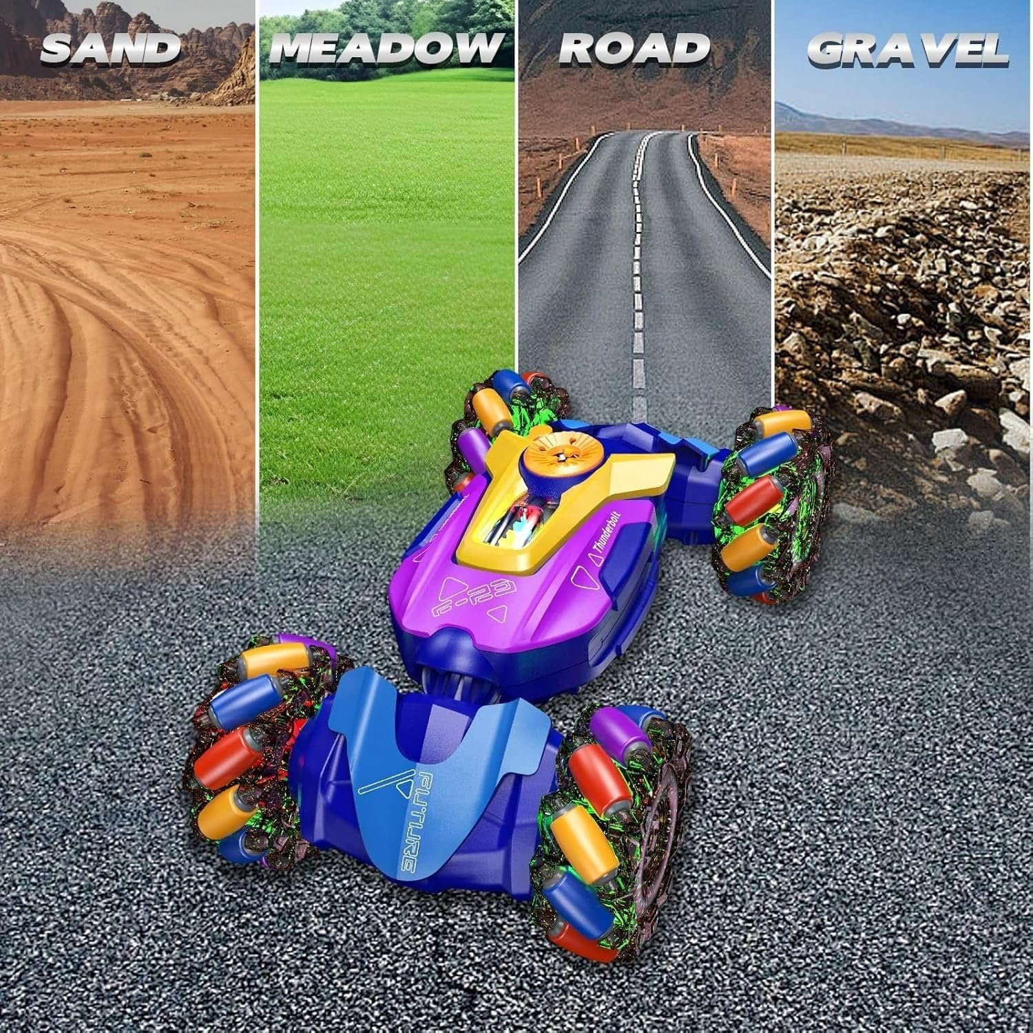 KidzoSmile 4WD Gesture Sensing RC Stunt Car – Mecanum Wheel Drifter - Image 3