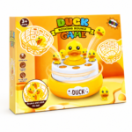 Retail packaging box for the Duck Rotating Bounce Game, a Rotating Duck Catch Toy Set featuring popping little yellow ducks and hand-held catching baskets.