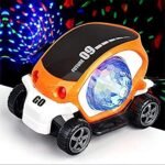 Sleek teal and white KidzoSmile Futuristic Car toy displayed alongside its "09 Future" product retail box.