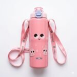 Nayasa Duo-Sip 635ml Kids Water Bottle | Dual Drinking Options | BPA-Free & Food Safe | Wriggly Jiggly Print | With Strap, Carry Handle & Neck Band | Insulated Bottle for School